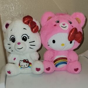 Care Bears and Hello Kitty Plush Duo - Pink and White